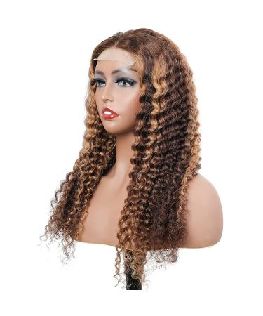 BLY 32 Ombre Highlight Lace Front Wig - Deep Wave #427 Human Hair, Pre-Plucked, Glueless, 180% Density - Buy Online on GoSupps.com