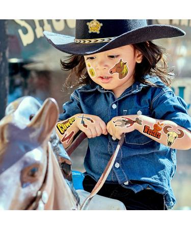 Konsait Western Cowboy Temporary Tattoos - Assorted Wild West Collection for Rodeo & Cowboy Parties (6 Sheets) - Buy Online on GoSupps.com