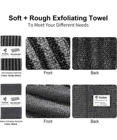 Yiclick 2 Pack Exfoliating Washcloth Towel - Korean Japanese African Body Scrubber Loofah Sponge - Shower Bath Exfoliator Rag - Buy Online on GoSupps.com