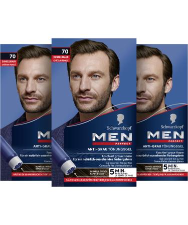 Black head men perfect anti-gray tint gel 70 dark brown (3 x 80 ml) hair color for men blinds gray hair anti-gray tint for a natural looking result