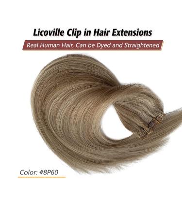 20 Inch Real Human Hair Extensions - Platinum Blonde Highlights Clip-In 70g, 7pcs - Remy Ash Brown #8P60 - Buy Online on GoSupps.com