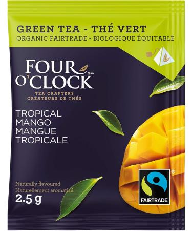 Four O'Clock Organic Fairtrade Green Tea Tropical Mango Non-Gmo Kosher Gluten-Free 40 Count Pyramid 254g - Buy Online on GoSupps.com