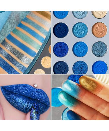 DE'LANCI Space Blue Eyeshadow Palette - 15 Color Cosmetics Pressed Pigment | Matte Shimmer Glitter | Long Lasting Formula - Buy Online on GoSupps.com