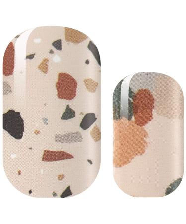 Avoa Beauty nail film -"Italian Terrazzo" blue reddish brown beige stone colors spotted nail art design 16 thin self -adhesive long -lasting nail wraps
