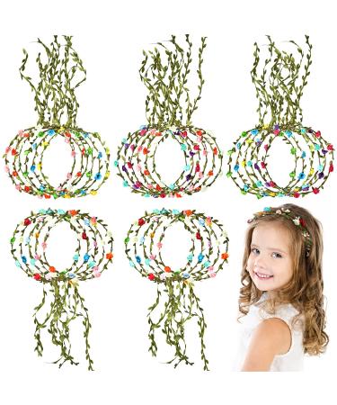 28 Pieces Colored Flower Crown Wreath Headband Floral Garland Headbands Floral Crown Wreath Headband Green Leaves Garland Headpiece for Women Girls Wedding Holiday Party - Buy Online on GoSupps.com