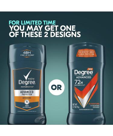 Degree Men Antiperspirant Deodorant Adventure Freshness 2.7 Oz (Pack of 4) and Advanced Everest Antiperspirant Deodorant 2 Count 72-Hour Sweat and Odor Protection - Buy Online on GoSupps.com