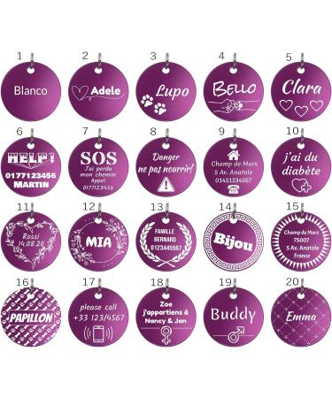 Unique Personalized Dog & Cat Branding | Engraved Double-Sided Tags (30mm Purple) | Custom Distribution Packs - Buy Online on GoSupps.com