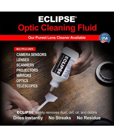 Eclipse Optic Cleaning Solution 15ml - Camera Lens and Sensor Cleaner Fluid - Compatible with All Cameras and Binoculars - Dropper Tip - 0.5oz - Buy Online on GoSupps.com