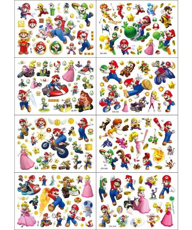 184 PCS Mari Temporary Tattoos Stickers - Super Cute Party Decorations for Kids Boys Girls - 8 Sheets Birthday Party Favors & School Rewards - Buy Online on GoSupps.com