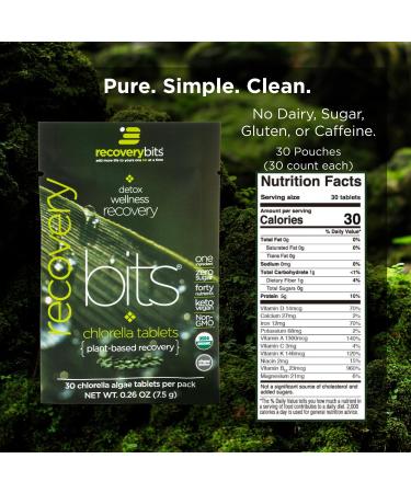 RECOVERYbits Pure Chlorella Tablets - 900 Count Bag - Non-GMO, Non-Irradiated, Raw Green Algae - Keto & Vegan Friendly - Buy Online on GoSupps.com