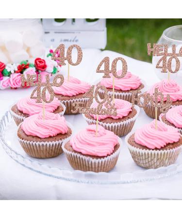 Gyufise 24 Pack Glitter 40th Birthday Cupcake Toppers - Hello 40 Forty Cake Decorations - 40 & Fabulous Picks - Rose Gold RG 40 - Buy Online on GoSupps.com