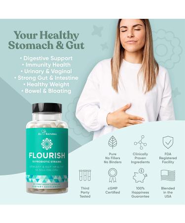 Eu Natural Flourish Probiotics + Prebiotics for Women - 30 Capsules | Digestive & Immune Support - Buy Online on GoSupps.com