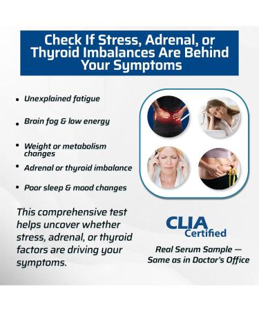 EqualDx 4-in-1 Stress, Sleep & Thyroid Test – Cortisol Test Kit at Home with DHEA-S, TSH, Cortisol/DHEA Ratio - Adrenal & Thyroid Hormone Panel - Clinical-Grade Accuracy Painless Collection - Buy Online on GoSupps.com