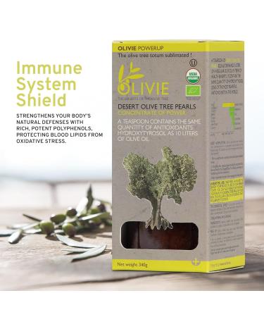 Organic Olive Leaf Extract Capsules, PowerUp Pearls by OLIVIE, Antioxidant Polyphenols Supplement, Olive Oil Scrub for Skin, Immune Support, 340g 340 grams - Buy Online on GoSupps.com