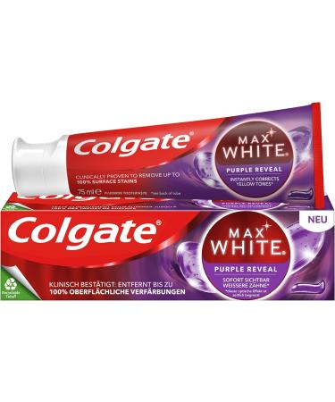 ColgatePalmolive Colgate Max White Purple Reveal Toothpaste 12 pieces x 75 ml tooth whitener with optical color correction technology immediately corrects yellow tones 75 ml Paquete de 12 Old version - Buy Online on GoSupps.com