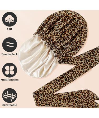 Satin Bonnet for Women | Silk Hair Wrap for Sleeping | Curly Hair Bonnet for Black Women | Leopard Print Satin Bonnet - Buy Online on GoSupps.com