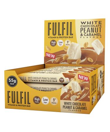 Fulfil Vitamin and Protein Bar (15 x 55 g Bars) White Chocolate Peanut and Caramel Flavour 20 g High Protein 9 Vitamins Low Sugar White Chocolate Peanut & Caramel 55g