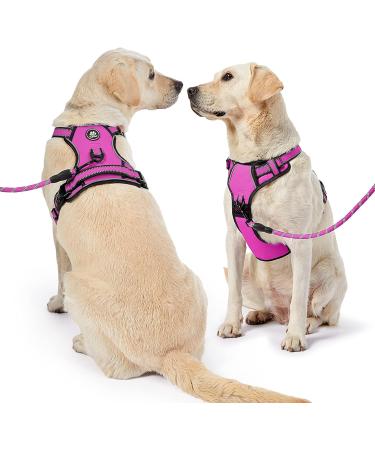 Nestroad Large Dog Harness & Leash Set - Rose Red | Adjustable Size L (Neck 38-48cm Breast 48-74cm) | Includes Car Seat Belt for Large Dogs - Buy Online on GoSupps.com