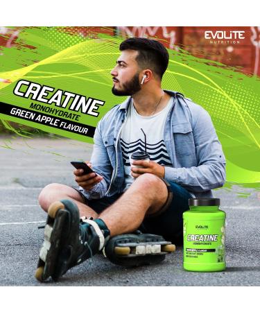 Evolite Nutrition Creatine Monohydrate 1000g - Green Apple Flavored Pre Workout Booster Powder with Taurine - Enhance Performance & Recovery - Buy Online on GoSupps.com