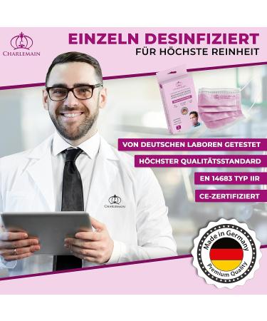Charlemain 10x Op Masks - EN 14683 Type IIR Medical Face Masks BFE 99.9% Latex-Free Pink (10 Pack) - Made in Germany - Buy Online on GoSupps.com