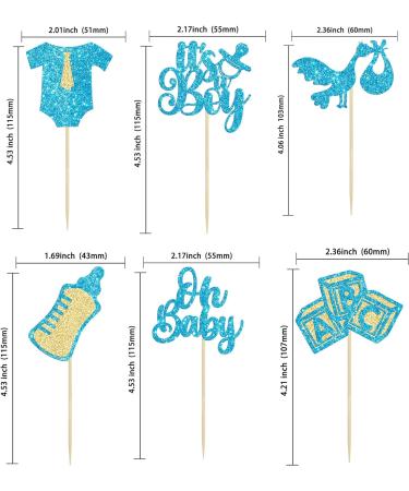 Gyufise 24Pcs Baby Shower Oh Baby Cupcake Toppers It's a Boy Cupcake Picks Glitter Tie Onesie Baby Bottle Cake Picks Decorations for Gender Reveal Baby Shower Boys Birthday Party Supplies Blue Boy Blue-1 - Buy Online on GoSupps.com