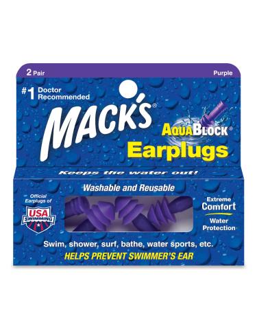 Mack's Aqua Block Ear Plugs 2 Pair (Pack of 1) Dark Purple - Buy Online on GoSupps.com