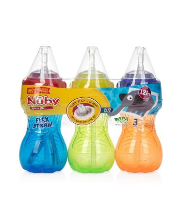 Nuby No Spill FlexStraw Cups 12+Months - 3 Pack | 10 oz (300 ml) | Leak-Proof Toddler Drinkware - Buy Online on GoSupps.com