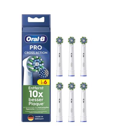 Oral-B Pro Crossaction Auded brushes for electrical toothbrush 6 pieces superior tooth cleaning with innovative x-shaped bristles original oral-B toothbrush attachment made in Germany white 6 pieces - Buy Online on GoSupps.com