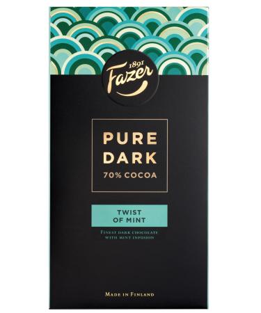 Fazer Fazer Pure Dark 70% Twist of Mint Dark Chocolate (95g)