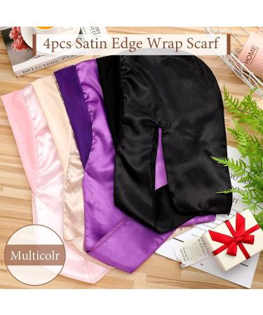 4-Piece Silk Hair Wrap Set for Sleeping - Satin Edge Scarf & Bonnet - Multicolor Silk Sleep Cap for Women & Girls - Buy Online on GoSupps.com