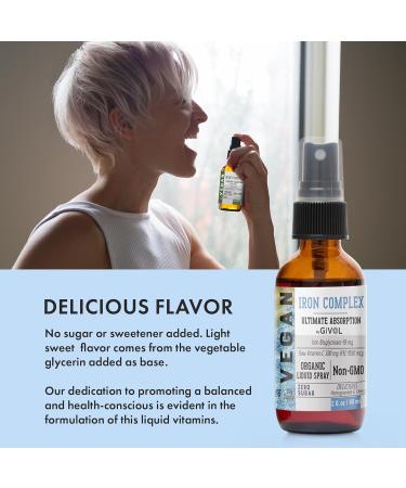 GIVOL Iron Supplement - 18mg Bisglycinate Complex with Vitamin C & B12 for Energy & Immunity Boost Vegan Liquid Spray Optimal Absorption - Non-GMO Sugar-Free (60 ml) 60 Days Supply - Buy Online on GoSupps.com