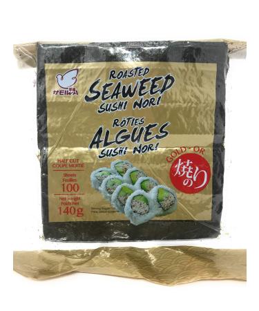 Heiwa Roasted Seaweed Sushi Nori - Gold- 100 Half Cut Sheets - 140 Grams