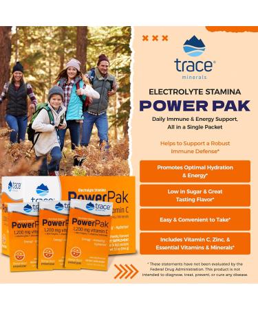 Trace Minerals Power Pak Electrolyte Powder | 1200 mg Vitamin C Zinc Magnesium | Boost Immunity & Hydration | Orange Blast | 90 Packets - Shop Now - Buy Online on GoSupps.com