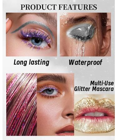  Lestpola Glitter Pink Mascara and Eyeliner Set Diamond Shimmer Length and Volume Ultra Fine Metallic Glitter Liquid Eyeliner Waterproof Durable Highly Pigmented Eye Makeup for - Buy Online on GoSupps.com