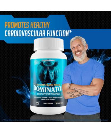 Blood Flow Male Dominator - Improved Formula - Our Best Advanced Blood Flow Supplement For Men - Mens Circulation Pills For Better Blood Flow Support - Male Dominance Supplement Rhino Supplements - Buy Online on GoSupps.com