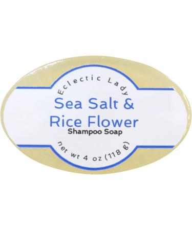 Eclectic Lady Sea Salt and Rice Flower Shampoo Soap Bar with Pure Argan Oil Silk Protein Honey Protein and Extracts of Calendula Flower Aloe Carrageenan Sunflower - 4 oz Bar