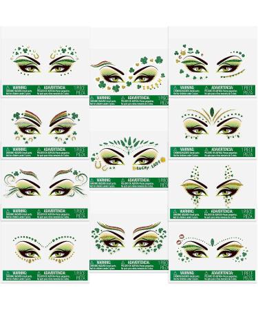 117 Pcs St. Patrick's Day Glitter Face Tattoos - Shamrock Clover Temporary Jewelry Stickers for Party Accessory - 33 Sheets - Buy Online on GoSupps.com