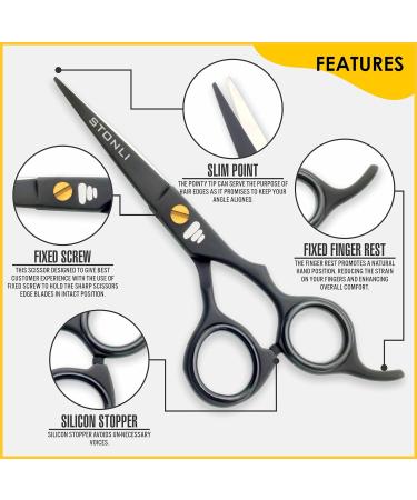 STONLI 5 Premium Beard & Moustache Scissors for Men - Ultimate Facial Hair Styling Tool - Nose Hair Trimming - Black - Buy Online on GoSupps.com