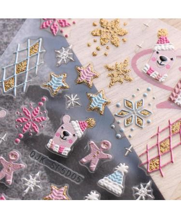 3D Christmas Nail Stickers 4 Sheets 5D Self-Adhesive Embossed Nail Decal Snowflake Nail Art Decoration Design Supplies for Kids Girls Holiday - Buy Online on GoSupps.com