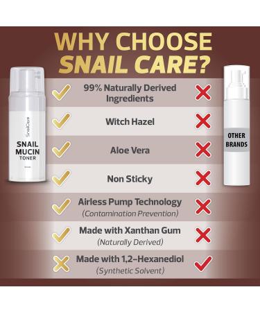 Snail Mucin 96% Toner for Face - Korean Skin Care with Witch Hazel & Aloe | High Concentration Snail Filtrate 99% Naturally Derived PH Balanced 100ml - Buy Online on GoSupps.com