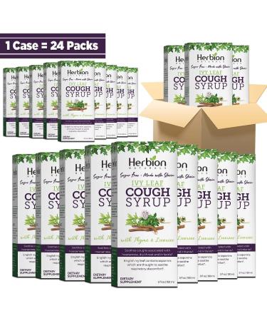 Herbion Naturals Ivy Leaf Cough Syrup with Thyme and Licorice 5 FL Oz soothes throat and relieves breathing problems for adults children 13 months and older pack of 24 - Buy Online on GoSupps.com