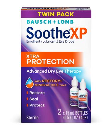 Bausch + Lomb Soothe XP Dry Eye Drops, Xtra Protection Lubricant Eye Drops with Restoryl Mineral Oils, , 0.5 Ounce Bottle Twinpack, 0.50 Fl Oz (2 Count) 0.5 Fl Oz (Pack of 2)