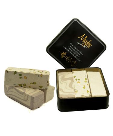 Mughe Gourmet Halvah Assorted (850g  1,88 lbs) - Tahini Halva 3 Varieties: Antep Pistachio, Marble Chocolate & Plain - Flaky Turkish Halawa Vegan - Vegetarian Tahini - Buy Online on GoSupps.com