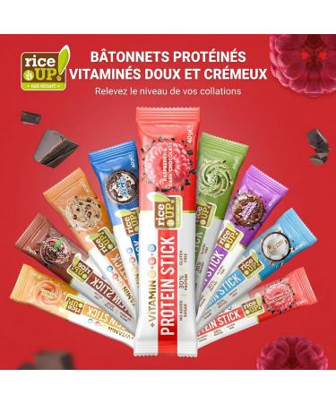 RiceUP! Barre Prot in e Framboise 30% Barre Prot ine Sans Sucre Ajout Sans Gluten & Sans Huile de Palme Snack Prot in Fitness & Nutrition Sportive 15 x 40 g - Buy Online on GoSupps.com