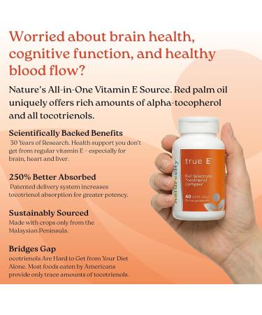 True-E Full Spectrum Vitamin E Tocotrienols Alpha Tocopherol Complex 60 Soft Gels - Buy Online on GoSupps.com