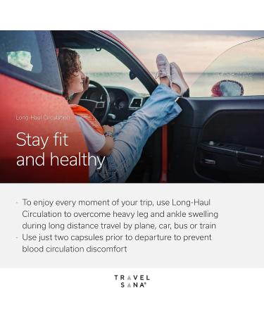 TRAVELSANA Long-Haul Circulation Supplement - Pycnogenol 100mg for Swollen Legs & Ankles - French Maritime Pine Bark & Ginger Root - Fast-Acting - 10 Servings - Buy Online on GoSupps.com