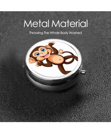Shop Cute Monkey Printed Mini Round Pill Box | 3 Compartment Travel Pill Organizer | Portable Medicine Case for Home & Office - Buy Online on GoSupps.com