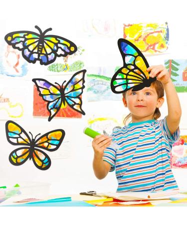 9-Piece Butterfly Suncatcher Craft Kit with 12 Colors Tissue Paper - Kid-Friendly DIY Window Art & Party Favors - Buy Online on GoSupps.com