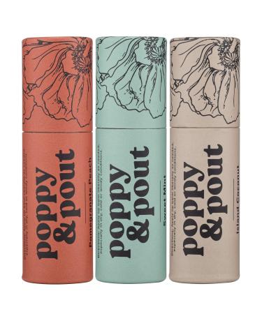 3pk in Gift Box | Poppy & Pout 100% Natural Lip Balm  Sustainable Cardboard Tubes  Handmade  Cruelty Free | Beeswax  Vitamin E  Organic Coconut Oil (Best Sellers) 3pk Best Sellers - Buy Online on GoSupps.com
