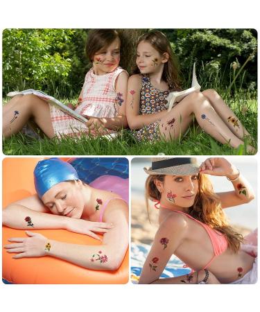 Konsait 24 Sheets Realistic Floral Temporary Tattoos - Waterproof, Long-Lasting Body Art for Women and Girls | Flower Fake Tattoos Multi-Colored Stickers | Ideal for Goodie Bags, Parties & More - Buy Online on GoSupps.com